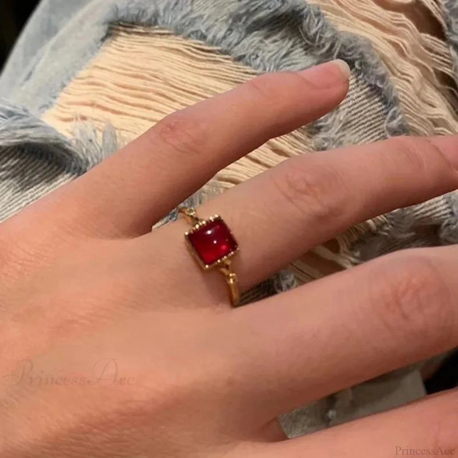 Antique Mysterious Crimson Crystal Cross Band resizable / sliver4