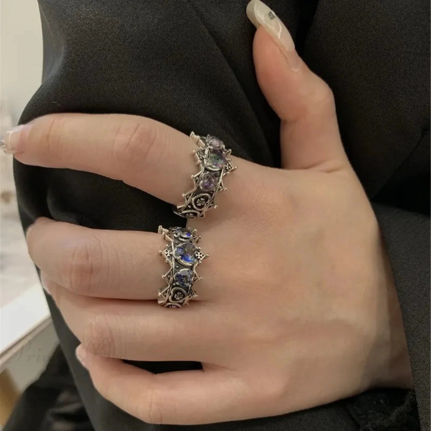 Antique Mysterious Heart Cross Ring