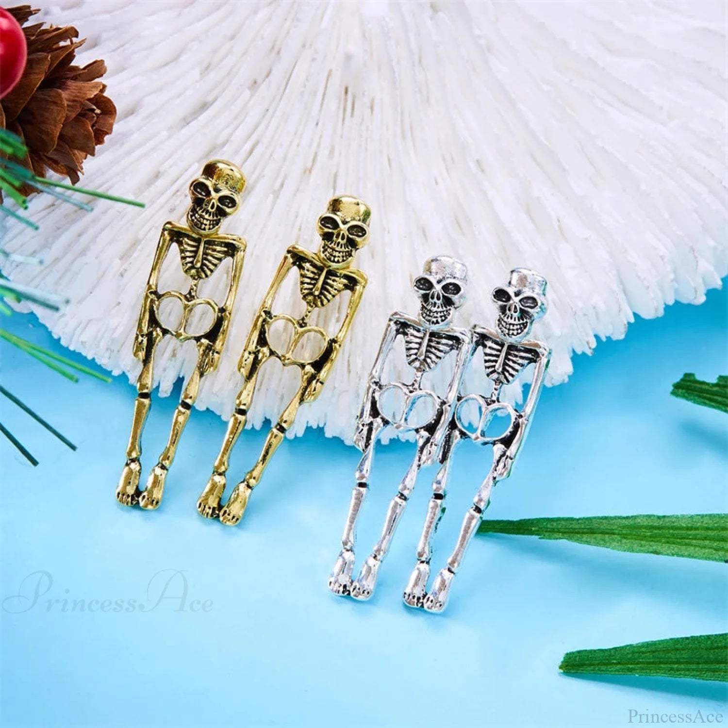 Antique Skeleton Vintage Gold Drop Earring