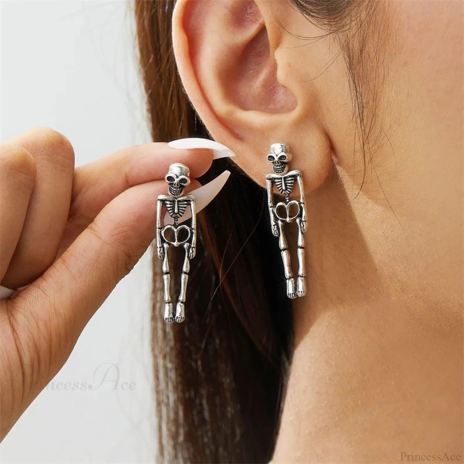 Antique Skeleton Vintage Gold Drop Earring silver