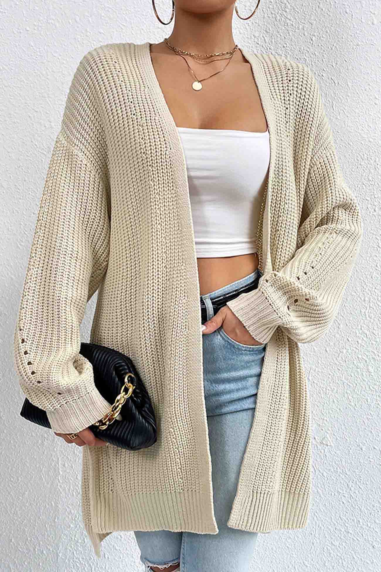 Open Mid-Length Front Cardigan