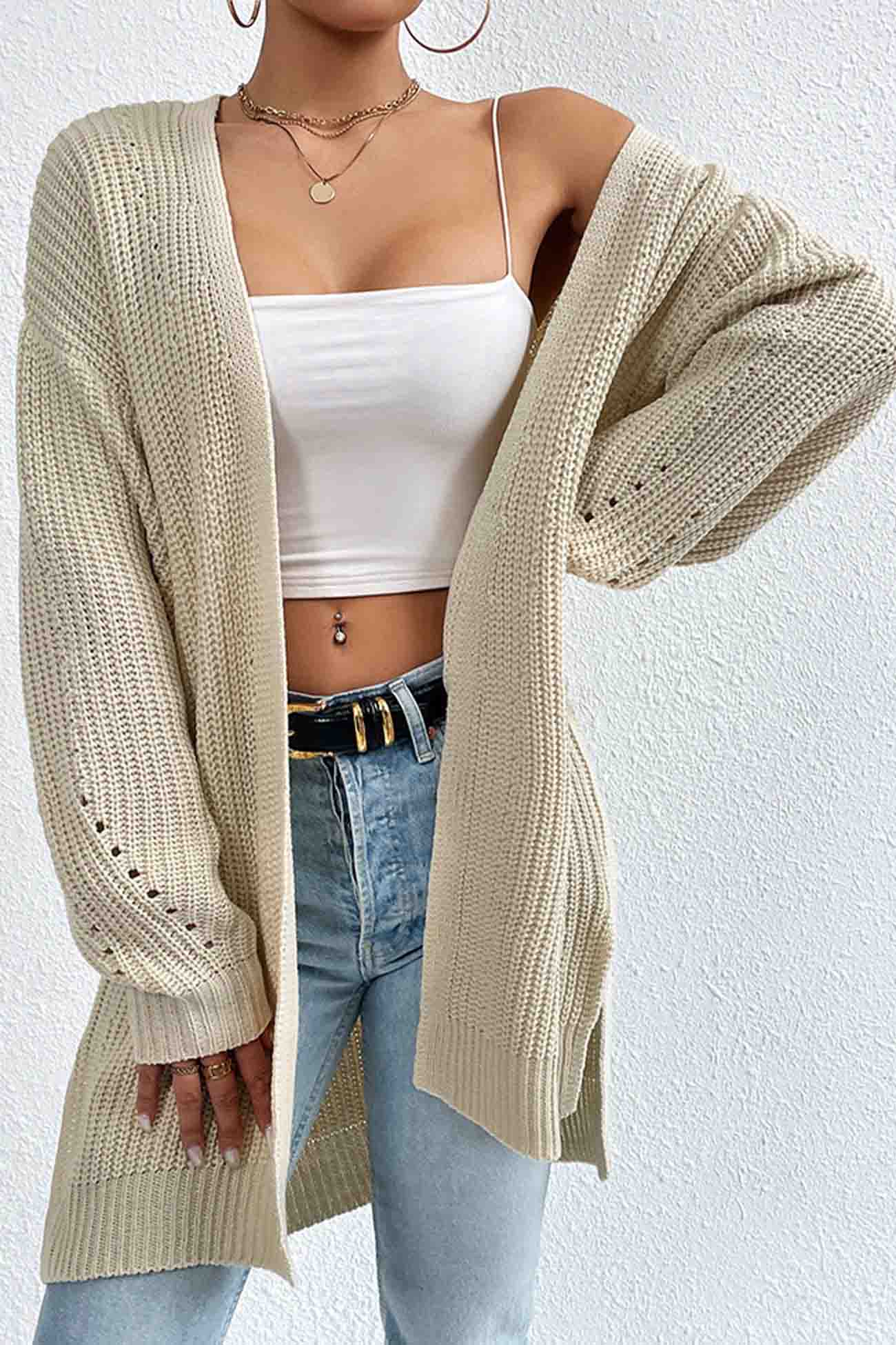 Open Mid-Length Front Cardigan