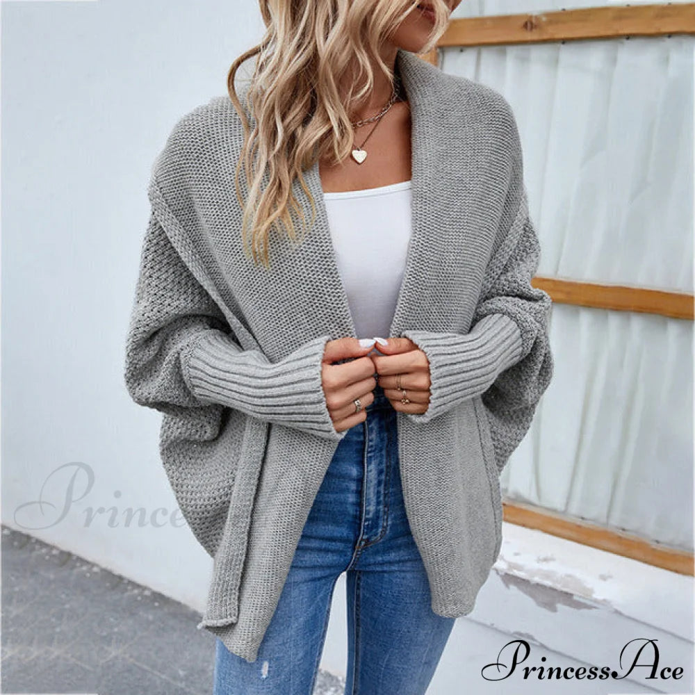 Casual Batwing Sleeve Cardigan Gray best Best Sellings cardigan cardigans clothes Sale tops Topseller