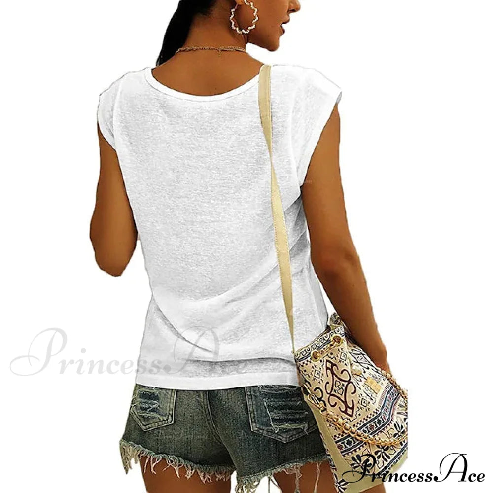 Women's Cap Sleeve T-Shirt Casual Loose Fit Tank Top White __stock:200 clothes refund_fee:1200 tops