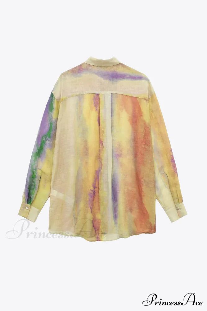 Arm Long Tie-Dye Blouse Skirt And Set