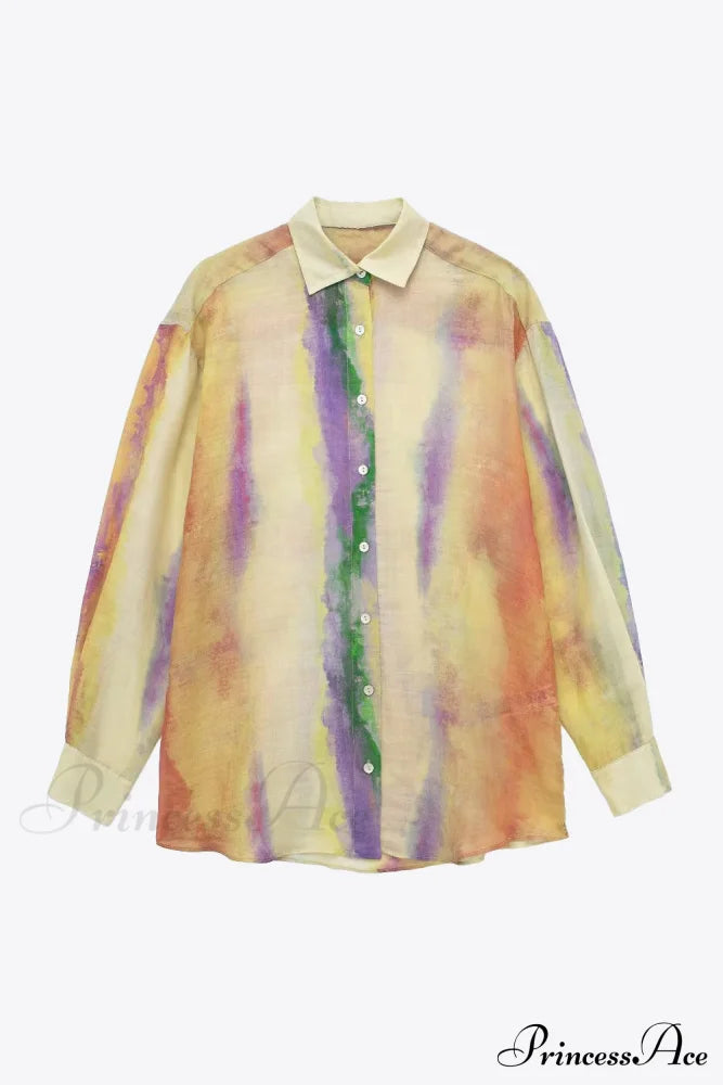 Arm Long Tie-Dye Blouse Skirt And Set