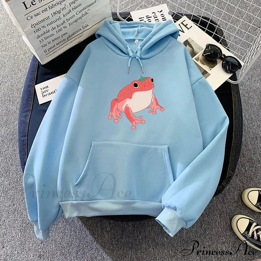 Arm Women Long Frog Pocket For Sweatshirt Harajuku Kawaii Oversized Clothes Pink Hooded Hoodie