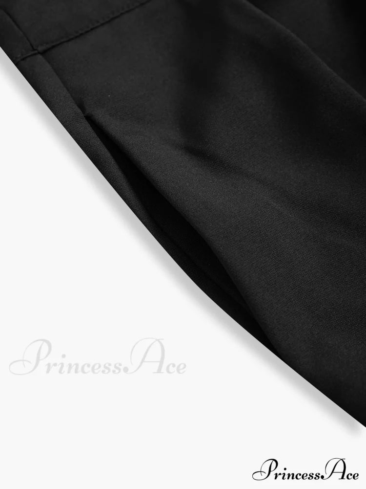 Asymmetric Buttoned Wide Trendy Leg Dress Pants