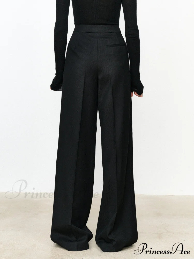 Asymmetric Layer Button Trendy Straight Leg Dress Pants