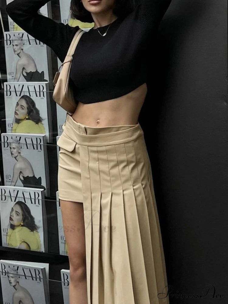 Asymmetric Layer Graceful Pleat Mini Skirt Skirts