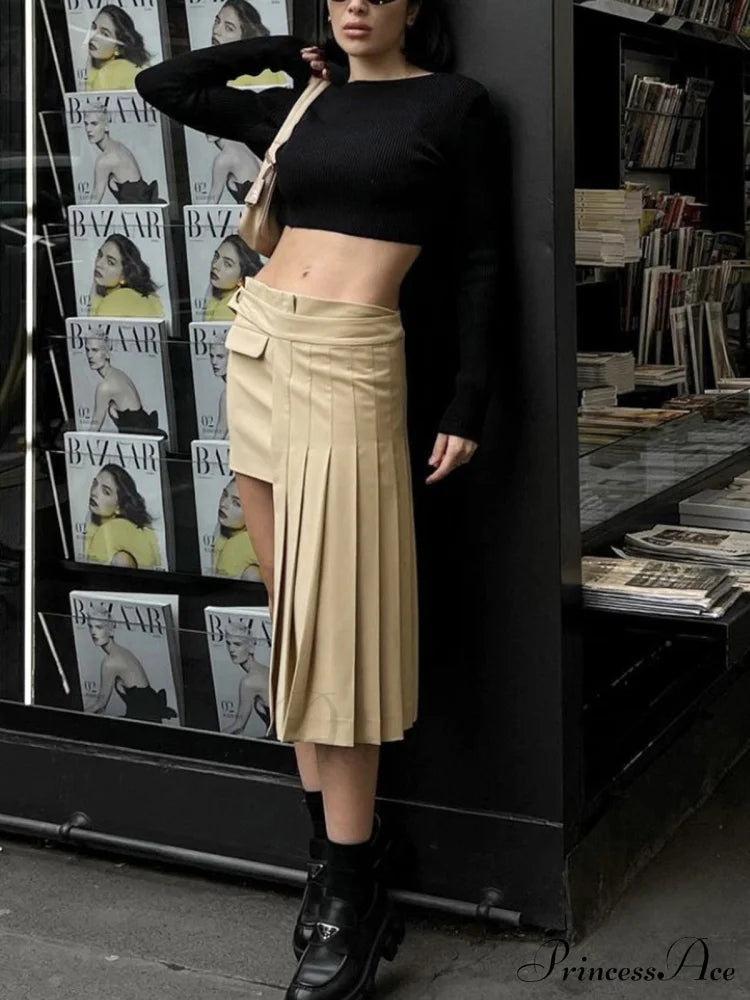 Asymmetric Layer Graceful Pleat Mini Skirt Skirts