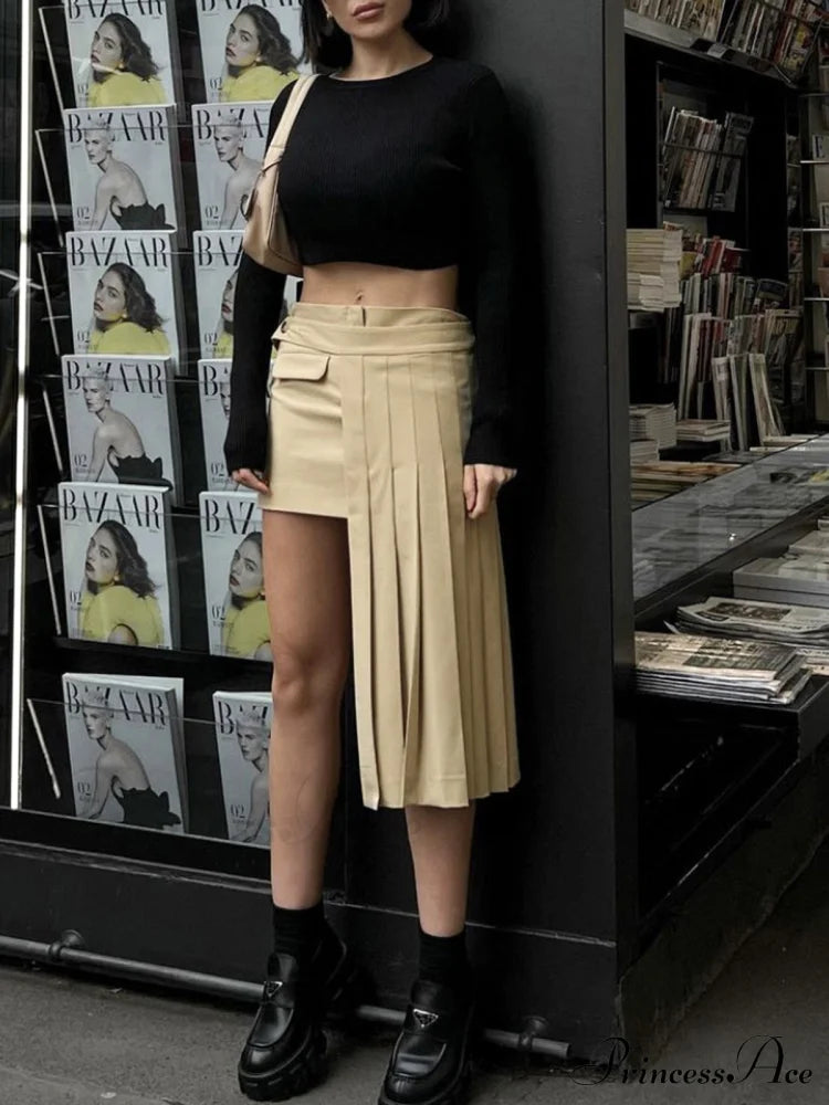 Asymmetric Layer Graceful Pleat Mini Skirt Skirts