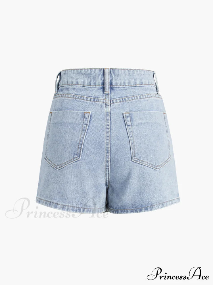 Asymmetric Layered Graceful Denim Shorts