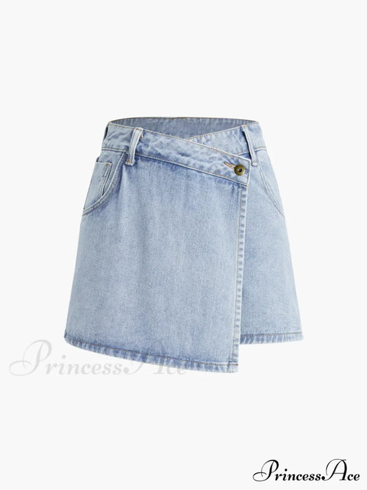 Asymmetric Layered Graceful Denim Shorts