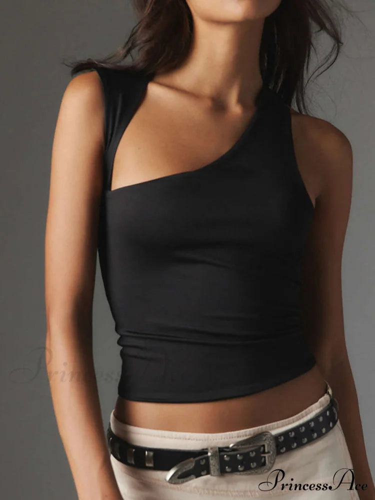 Asymmetric Neck Cut Trendy Out Tank Top Tops & Camis