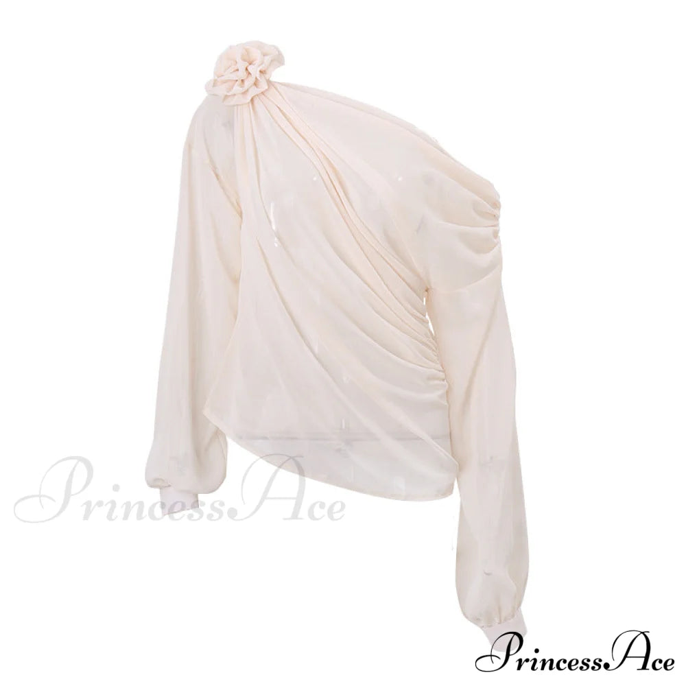 Asymmetric One Graceful Shoulder Off Blouse Blouses