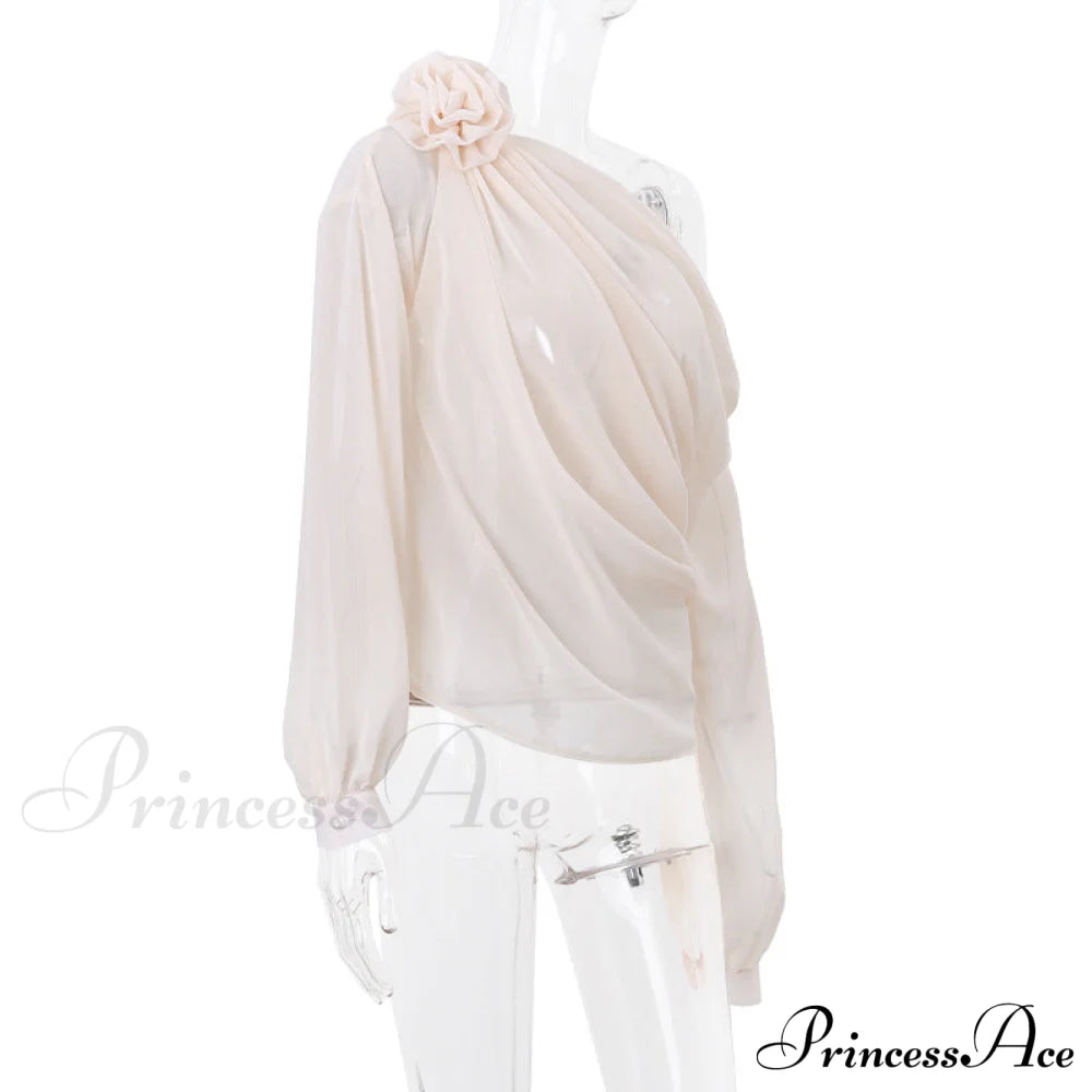 Asymmetric One Graceful Shoulder Off Blouse Blouses