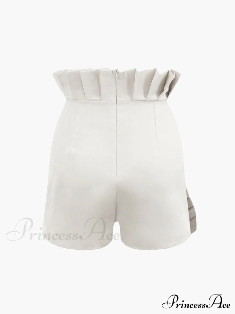 Asymmetric Pleated Graceful Zip Shorts