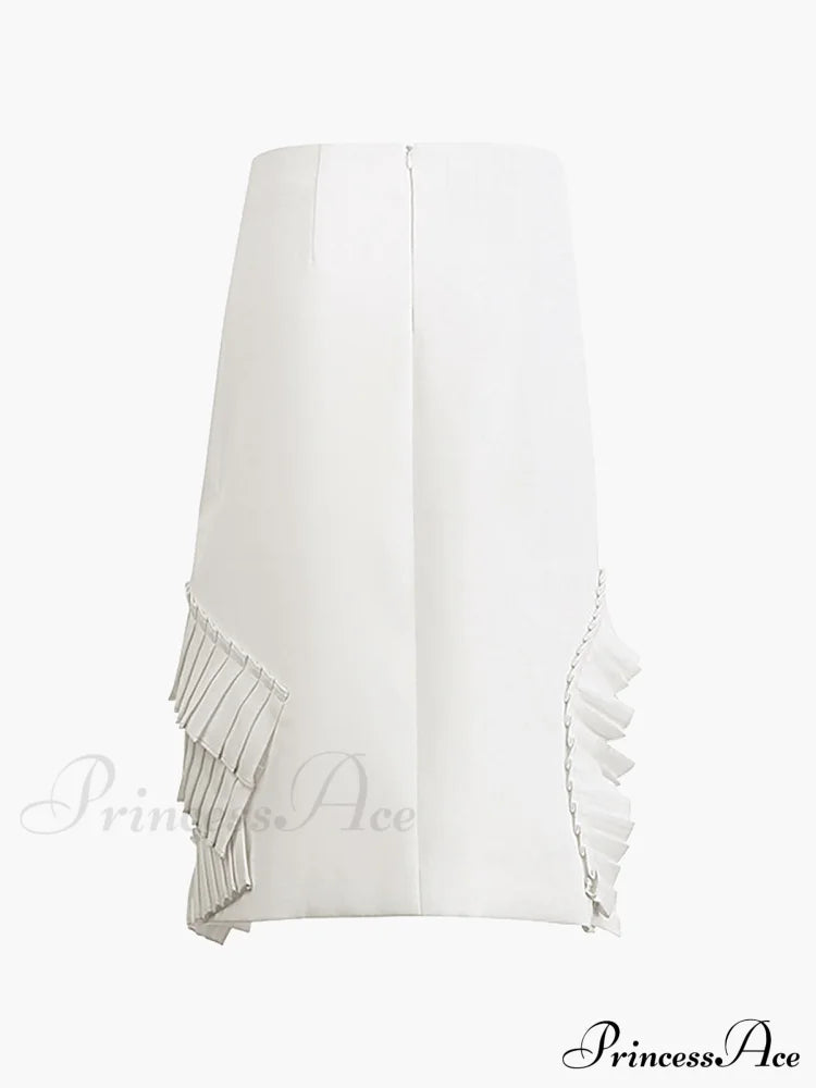 Asymmetrica Layered Graceful Pleated Midi Skirt Skirts