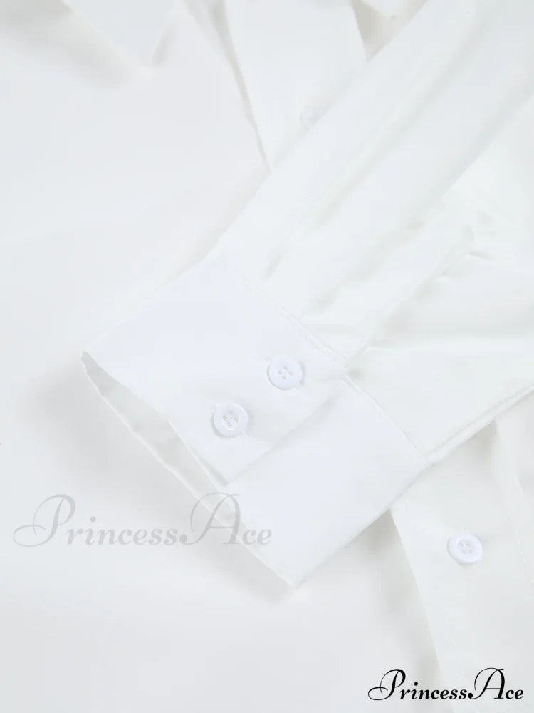 Asymmetrical Pocket Button Trendy Collar Crop Shirt Shirts