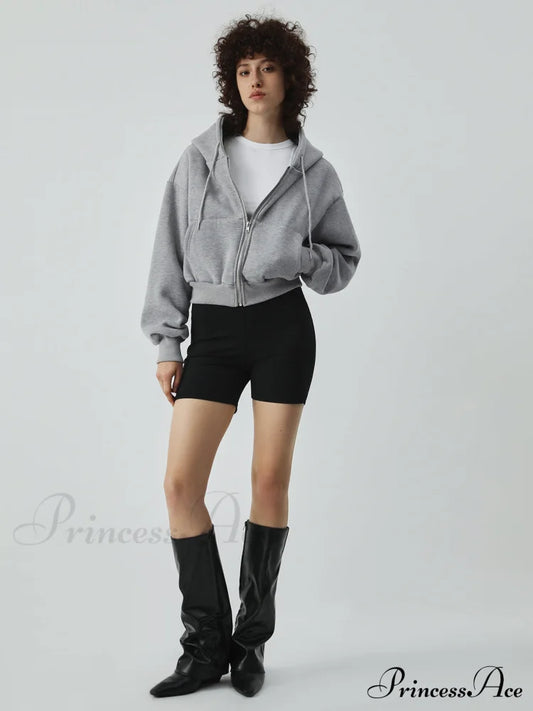 Athleisure Charming Crop Hoodie Sweatshirts & Hoodies-L