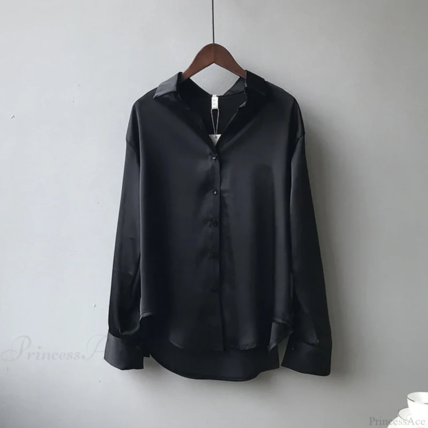 Autumn Button Up Satin Vintage White Blouse Black / S blouse-250223