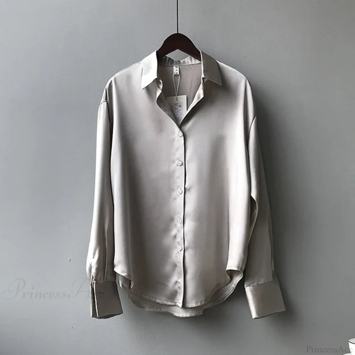 Autumn Button Up Satin Vintage White Blouse GRAY / S blouse-250223