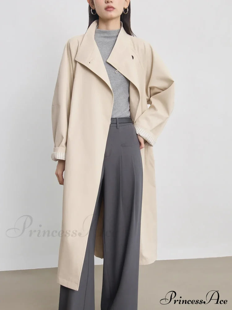 Autumn Extra Long Flowy Oversized Casual Belt Double Breasted Loose Korean Fashion 2024 Stylish