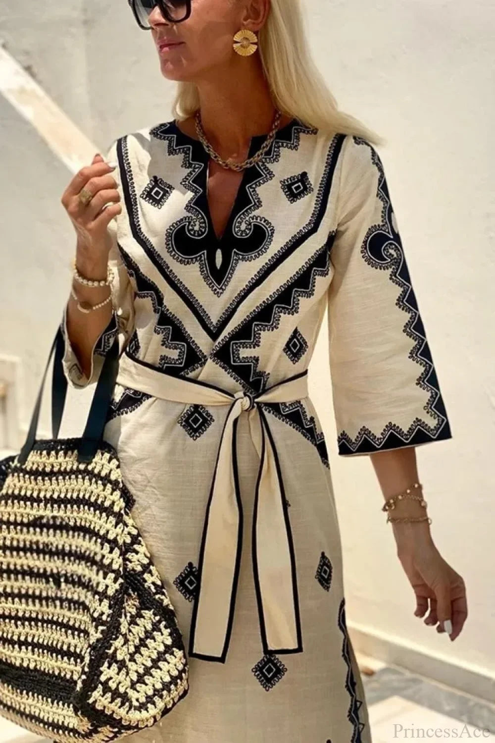 Autumn Fragrant Hemp A-line Boho Dress bohodress-250126