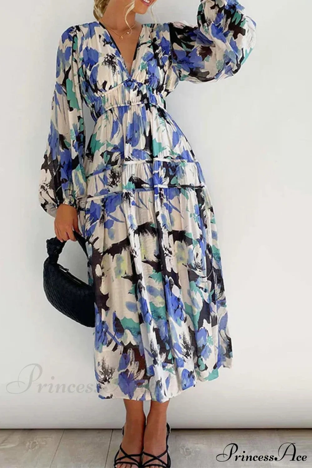 Autumn Long Sleeved Pleated Maxi Dress Boho