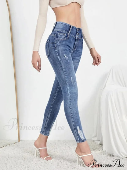 Autumn Stretch Ripped Fashion Casual Skinny Slim Denim Pencil Jean