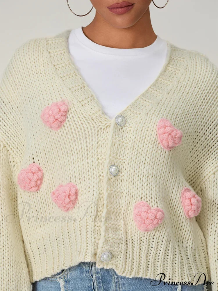 Autumn Sweater 3D Bow Cardigan White2 / S Cardigan-241208