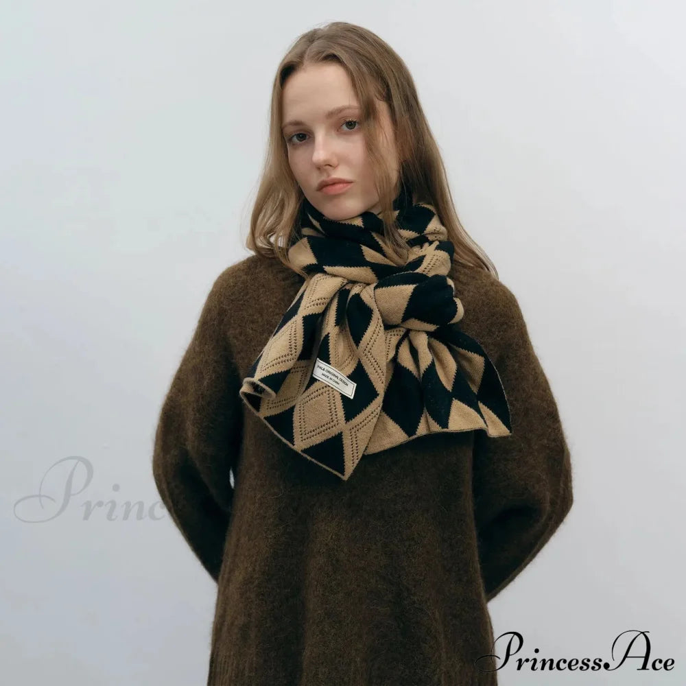 Autumn Winter Cashmere Two Color Shawl Scarf For Women Black And Coffee / L184Cm W31Cm Scarfs-L