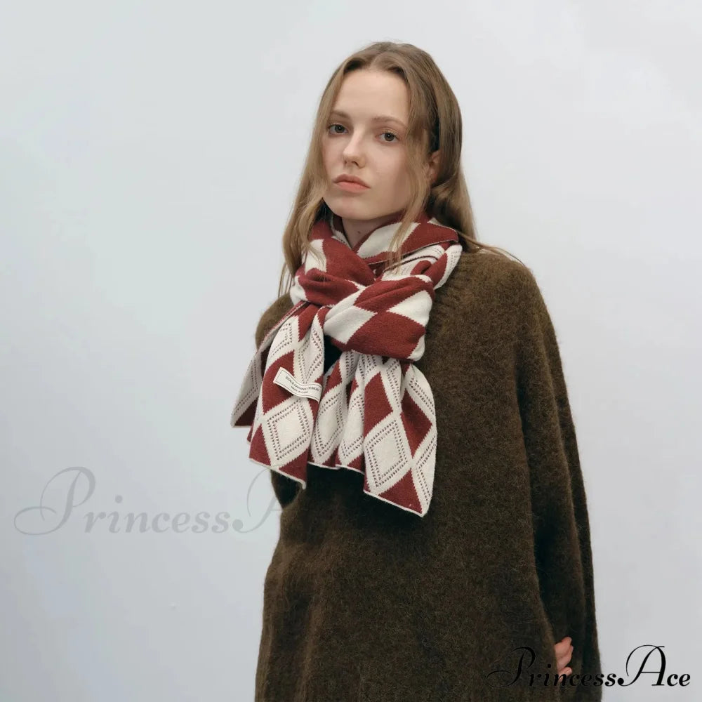 Autumn Winter Cashmere Two Color Shawl Scarf For Women Red And White / L184Cm W31Cm Scarfs-L