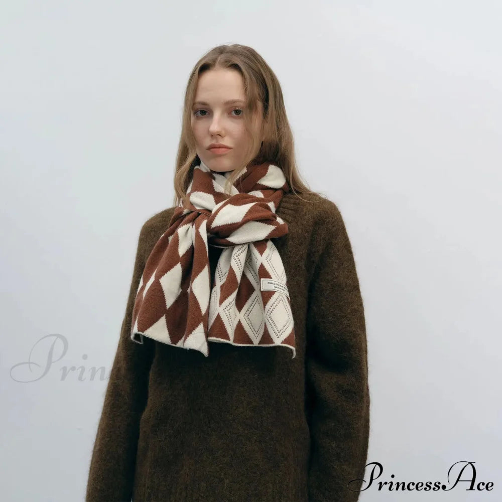 Autumn Winter Cashmere Two Color Shawl Scarf For Women White And Brown / L184Cm W31Cm Scarfs-L