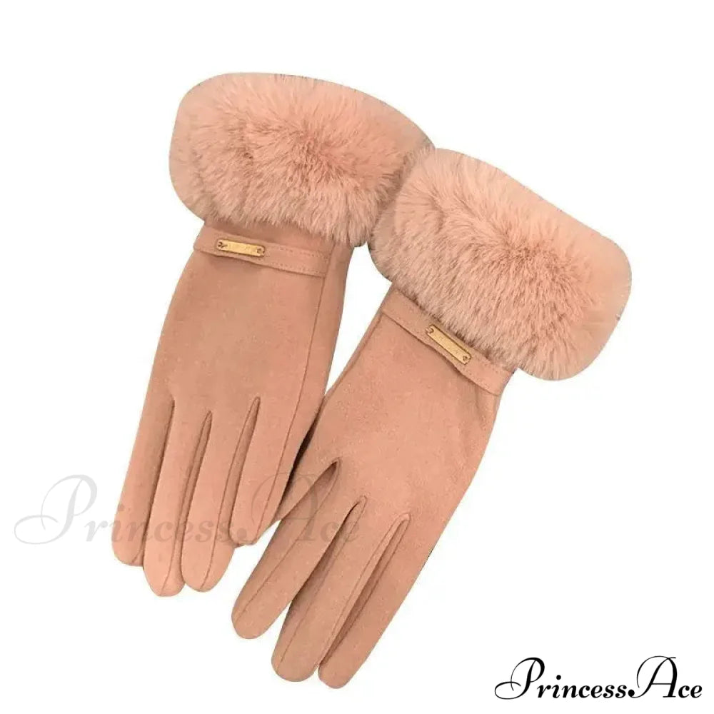 Autumn Winter Furry Warm Full Finger Outdoor Sport Cycling Gloveschristmas Cute Gloves Gloves-L