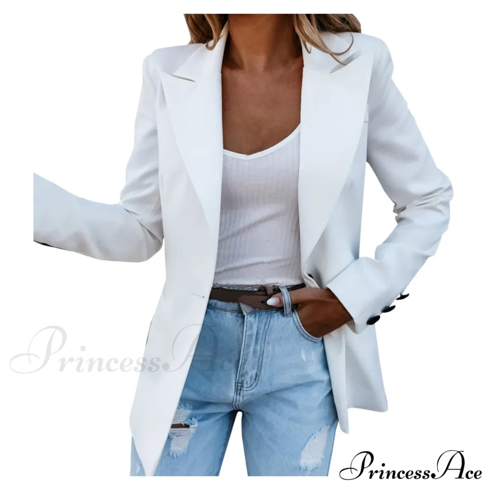 Autumn Winter Long Sleeves Turn Down Collar Outwear Suit Tops Slim Overcoat Women’s Warm Chic