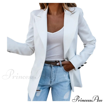 Autumn Winter Long Sleeves Turn Down Collar Outwear Suit Tops Slim Overcoat Women’s Warm Chic