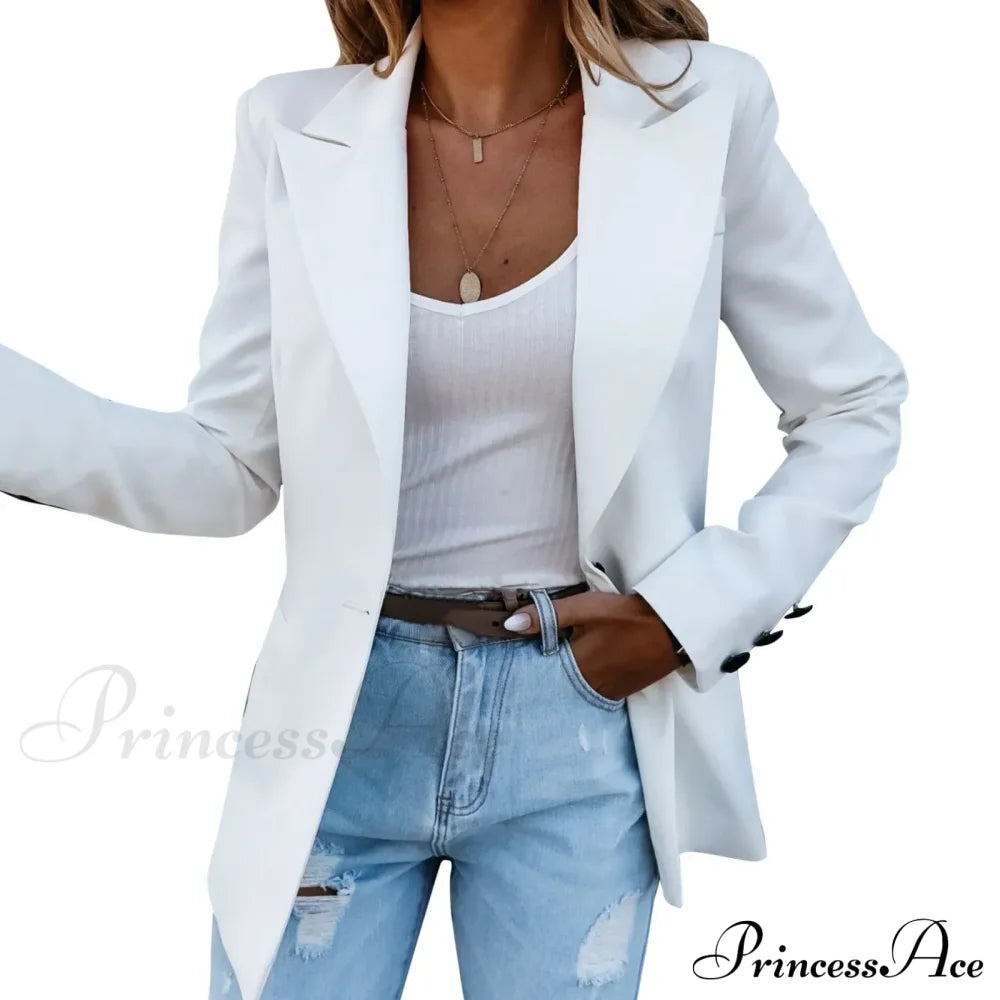 Autumn Winter Long Sleeves Turn Down Collar Outwear Suit Tops Slim Overcoat Women’s Warm Chic