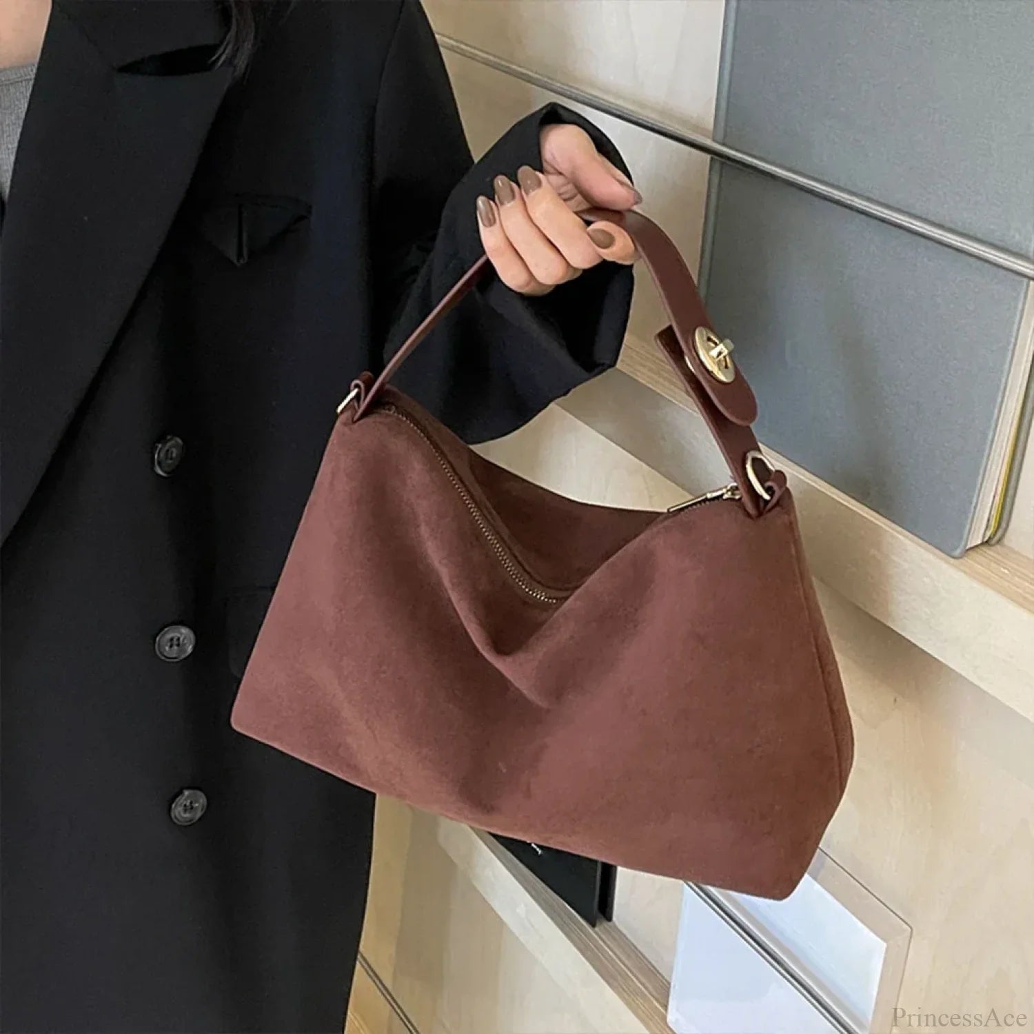 Autumn Winter Matte Suede Cow Leather Handbag handbag-250126
