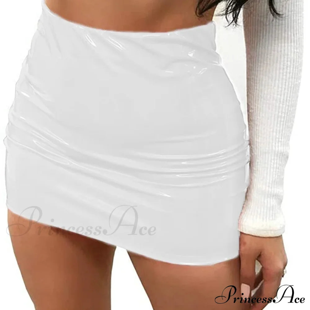 Autumn Winter Sweet Sexy Tight Reflective High Waist Warm Fashion Skirt White / S