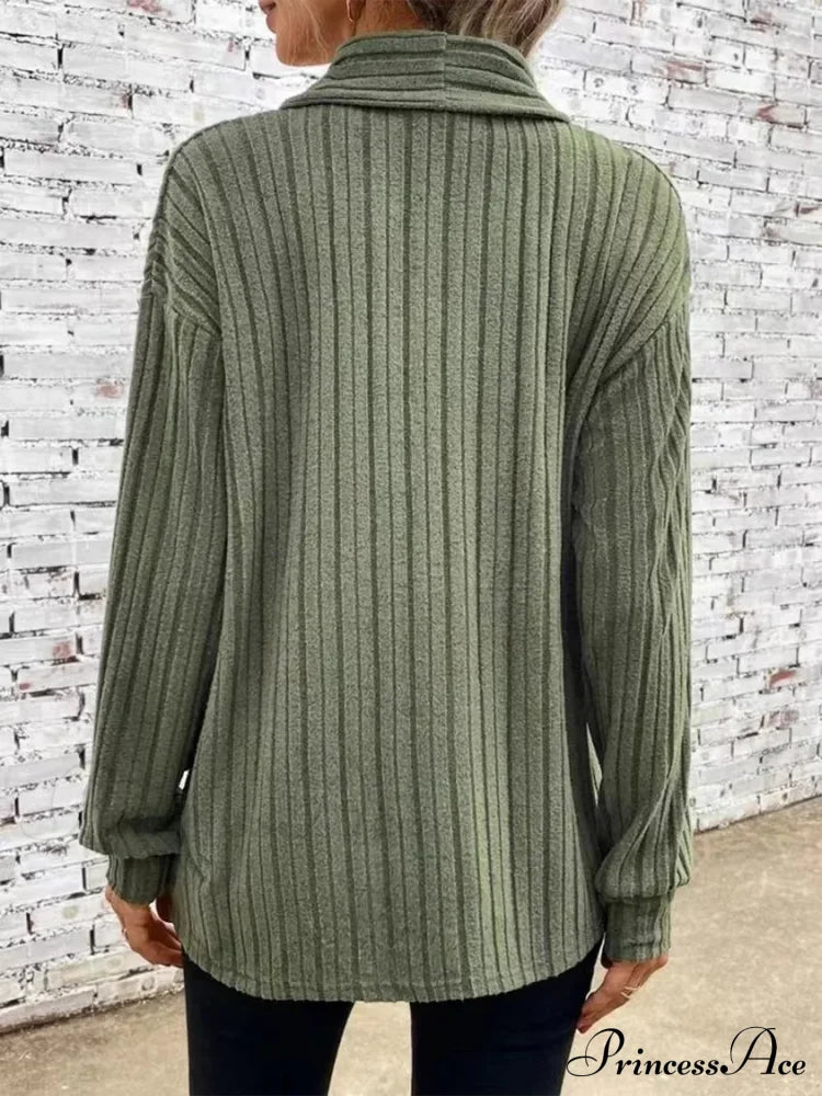 Autumnal Winter Cozy Long Sleeve Loose Plain Casual Comfortable Soft Stylish Sweater Sweaters-L