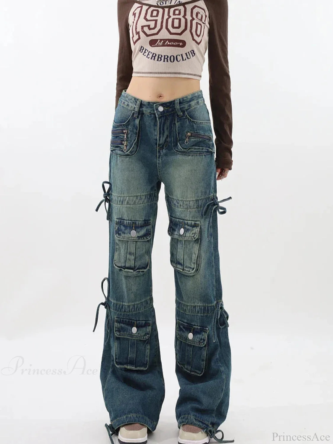 Azure Medieval Y2K Cargo Broad-Leg Trouser Blue / S