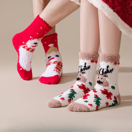 Cute Coral Fleece Thick Warm Mid Calf Socks