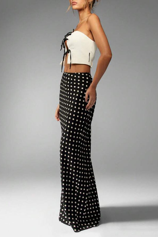 Slim Fit Polka Dot Midi Skirt