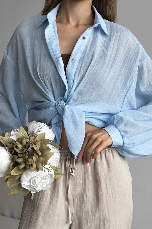 Solid Casual Chic Long Sleeve Blouse