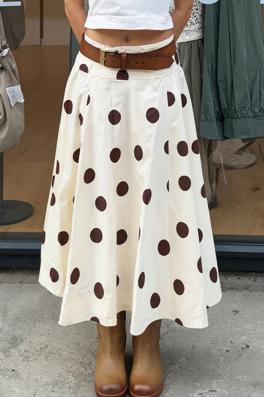 Vintage Polka Dot Flowy Long Skirt