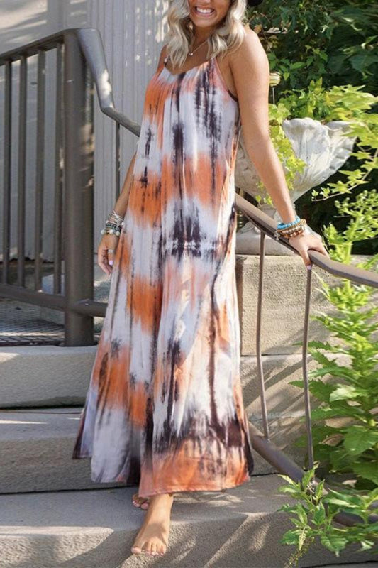 Hot Deep V Print Modern Floral Women Formal Maxi Dress