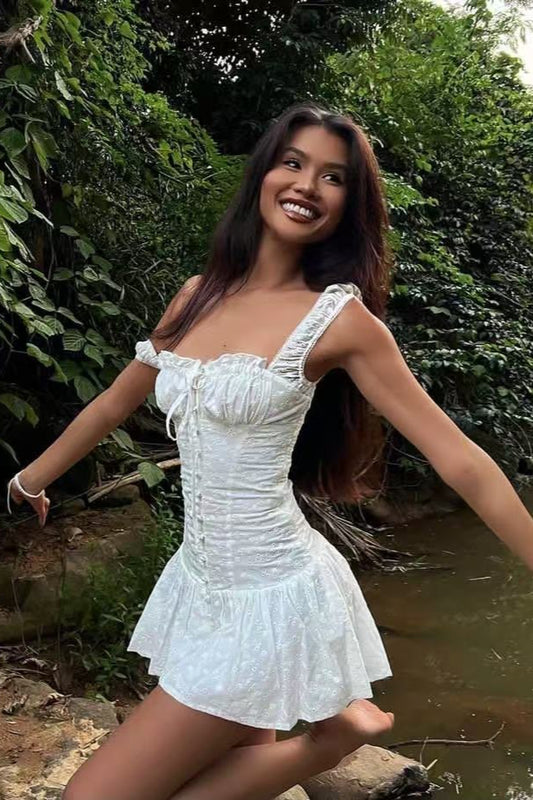 Robe bohème en coton brodé