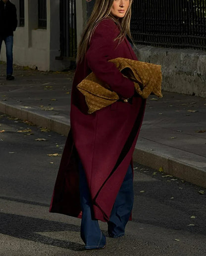 Burgundy Red Double Breasted Coat